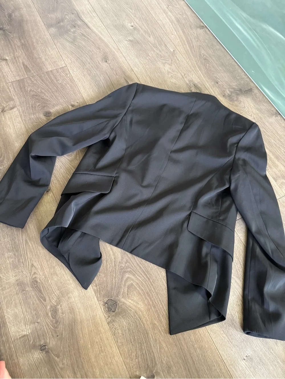 Lulu’s Black Draped Open-Front Blazer